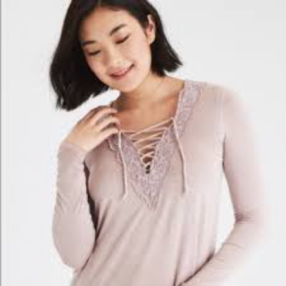 American Eagle Lace Up Tee
